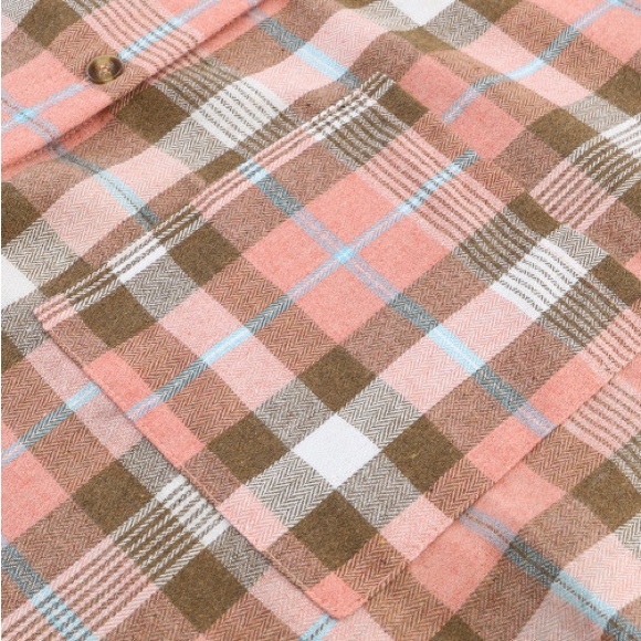 RESTOCKED Lightweight Spring Plaid Top, button down, pink/brown color pattern - Picture 13 of 15